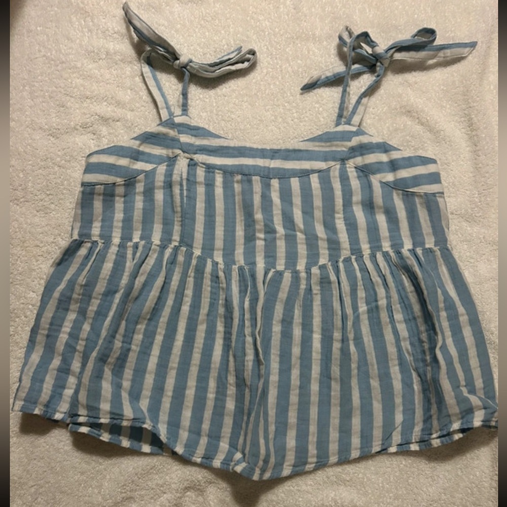 Blue and White Striped Top